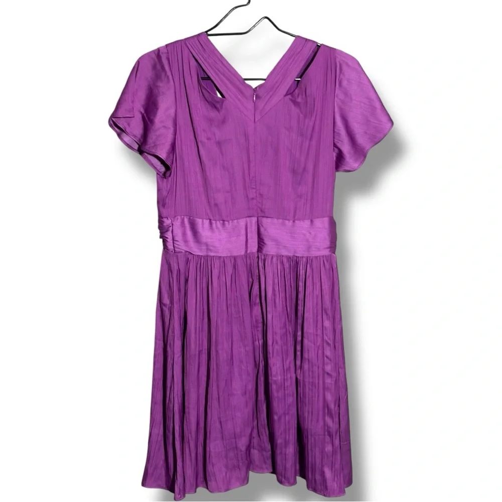 Anthropologie Vibrant Purple Short Flutter Sleeve Empire Waist Flowy Mini Dress